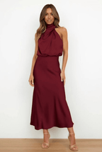 Miss | Jurk Dames Avond Neckholder Midi - Satijn - Miss Madera MIS-01YTR4