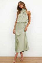 Miss | Jurk Dames Avond Neckholder Midi - Satijn - Miss Madera MIS-6M8JS5