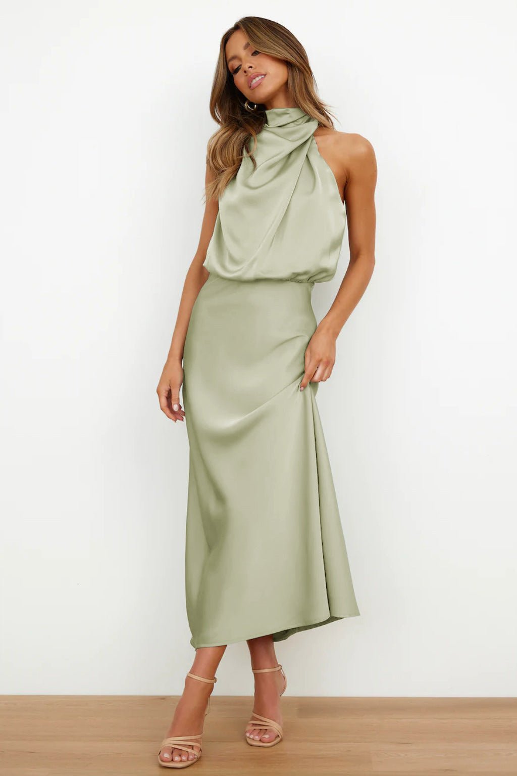 Miss | Jurk Dames Avond Neckholder Midi - Satijn - Miss Madera MIS-6M8JS5
