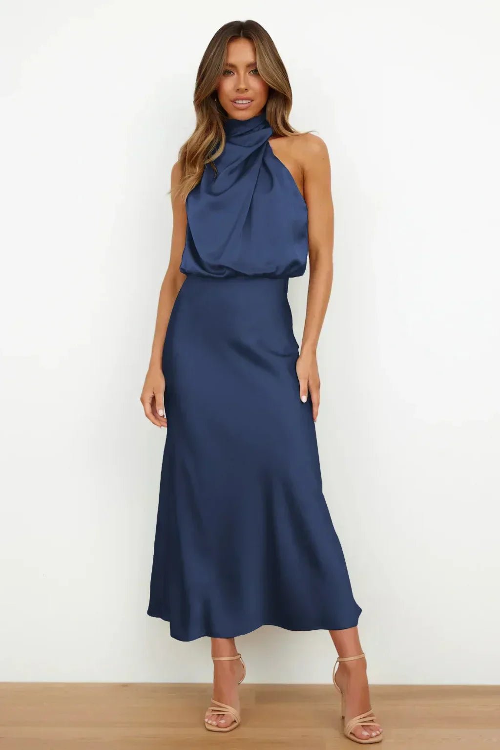 Miss | Jurk Dames Avond Neckholder Midi - Satijn - Miss Madera MIS-ZQ2PJL