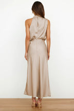 Miss | Jurk Dames Avond Neckholder Midi - Satijn - Miss Madera MIS-LS4H8G