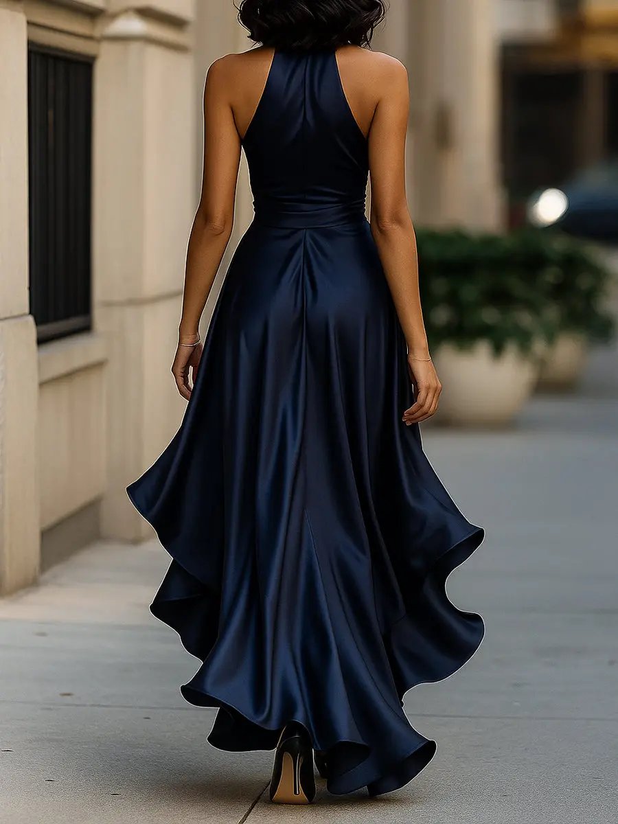 Miss | Jurk Dames Avond Neckholder Wikkel - Satijn - Miss Madera MIS-SEWRIP
