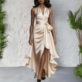 Miss | Jurk Dames Avond Neckholder Wikkel - Satijn - Miss Madera MIS-SEWRIP