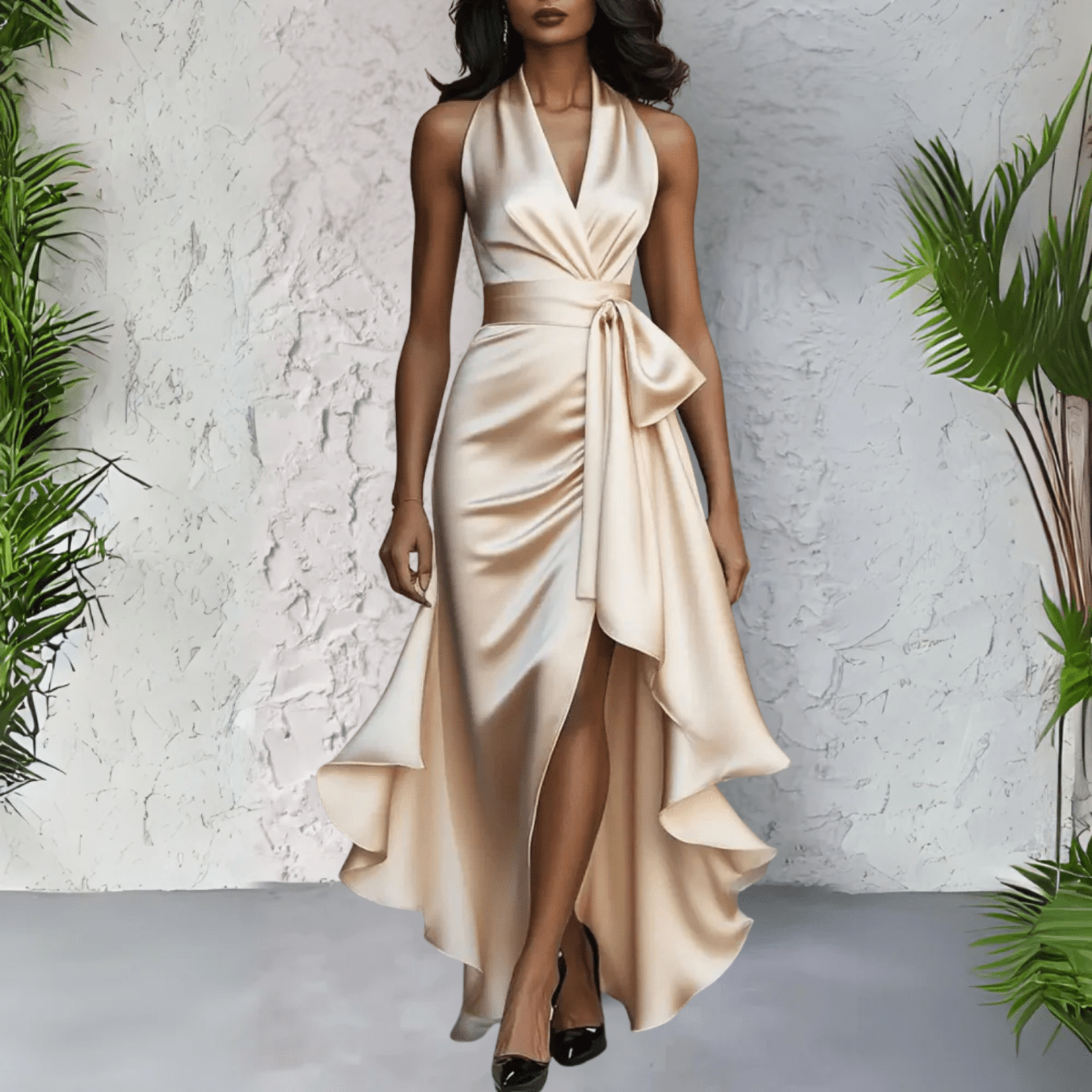 Miss | Jurk Dames Avond Neckholder Wikkel - Satijn - Miss Madera MIS-SEWRIP