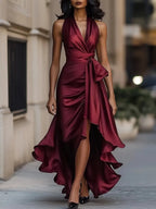 Miss | Jurk Dames Avond Neckholder Wikkel - Satijn - Miss Madera MIS-V3UX5I