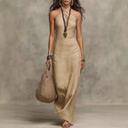 Miss | Jurk Dames Bohemian Halter Linnen - Linnen - Miss Madera MIS-OARIRT