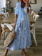 Miss | Jurk Dames Boho Maxi V-hals - Viscose - Miss Madera MIS-WOXUR3