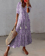 Miss | Jurk Dames Boho Maxi V-hals - Viscose - Miss Madera MIS-S8MGZ6