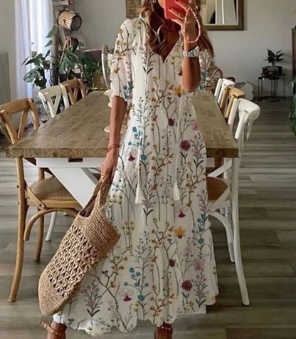 Miss | Jurk Dames Boho Maxi V-hals - Viscose - Miss Madera MIS-BV059K
