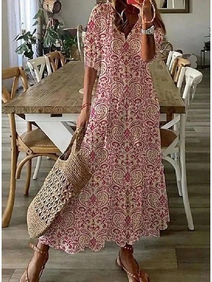 Miss | Jurk Dames Boho Maxi V-hals - Viscose - Miss Madera MIS-HAP6BI