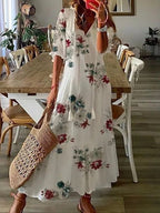 Miss | Jurk Dames Boho Maxi V-hals - Viscose - Miss Madera MIS-ABRBYE
