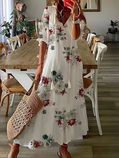 Miss | Jurk Dames Boho Maxi V-hals - Viscose - Miss Madera MIS-ABRBYE