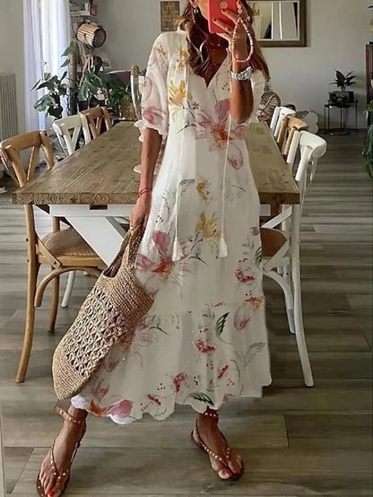 Miss | Jurk Dames Boho Maxi V-hals - Viscose - Miss Madera MIS-KFMPSD