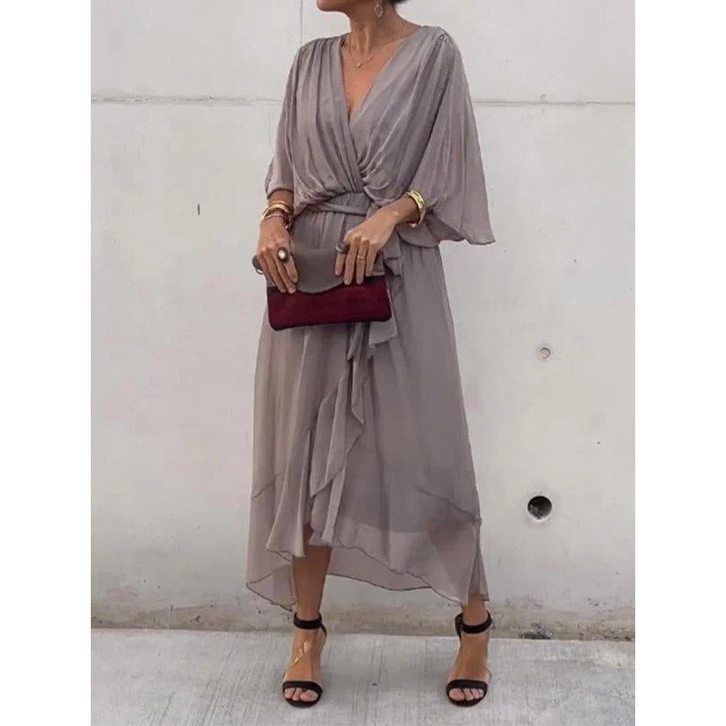 Miss | Jurk Dames Casual Maxi - Leer - Miss Madera