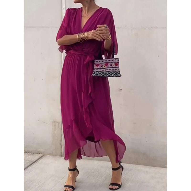 Miss | Jurk Dames Casual Maxi - Leer - Miss Madera
