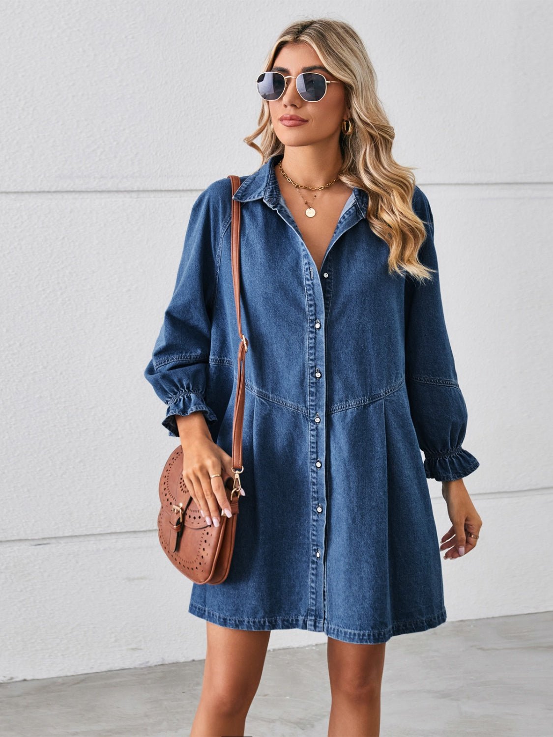 Miss | Jurk Dames Casual Midi - Denim - Miss Madera MIS-B4PCJH
