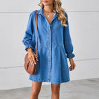 Miss | Jurk Dames Casual Midi - Denim - Miss Madera MIS-7YLAZS