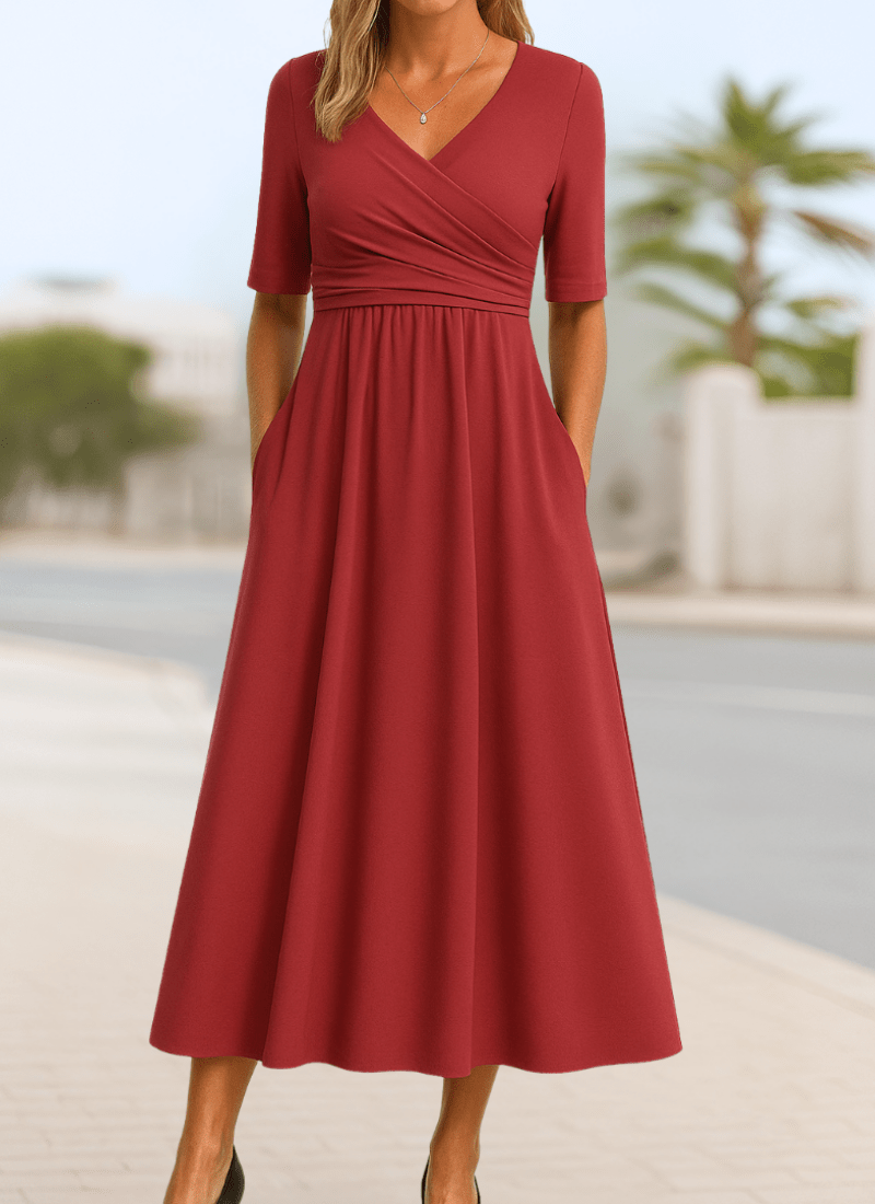 Miss | Jurk Dames Crossover Midi - Satijn - Miss Madera MIS-FXZLHG