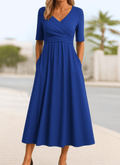 Miss | Jurk Dames Crossover Midi - Satijn - Miss Madera MIS-VE28KP