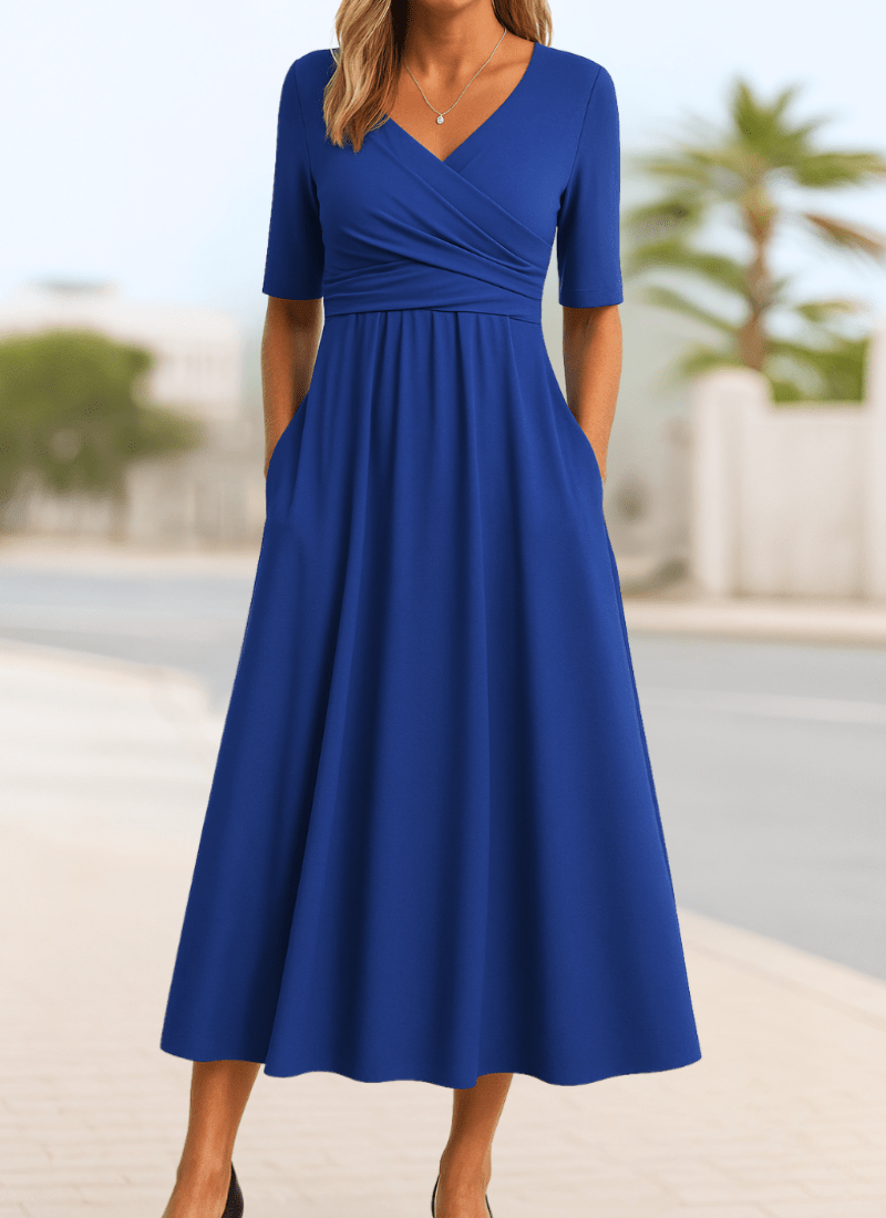 Miss | Jurk Dames Crossover Midi - Satijn - Miss Madera MIS-VE28KP