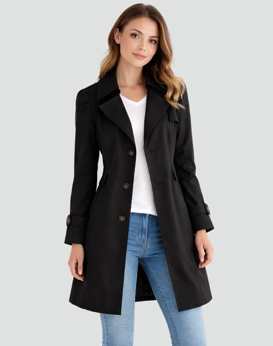 Miss | Jurk Dames Dubbelrijig Midi Notch Revers Lange Mouw - Miss Madera MIS-411OVN