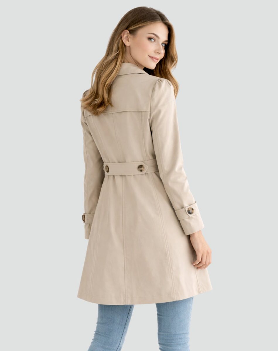 Miss | Jurk Dames Dubbelrijig Midi Notch Revers Lange Mouw - Miss Madera MIS-K9PC1L