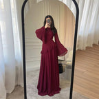 Miss | Jurk Dames Gelaagde Maxi Klokmouw Ronde Hals - Chiffon - Miss Madera MIS-ZFU2EQ