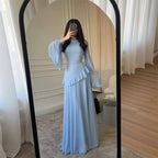 Miss | Jurk Dames Gelaagde Maxi Klokmouw Ronde Hals - Chiffon - Miss Madera MIS-NYWAG9