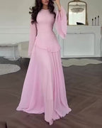 Miss | Jurk Dames Gelaagde Maxi Klokmouw Ronde Hals - Chiffon - Miss Madera MIS-LKYNWW