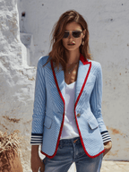 Miss | Jurk Dames Gestreept Revers Lange Mouw Regular Fit - Miss Madera MIS-08A1K1