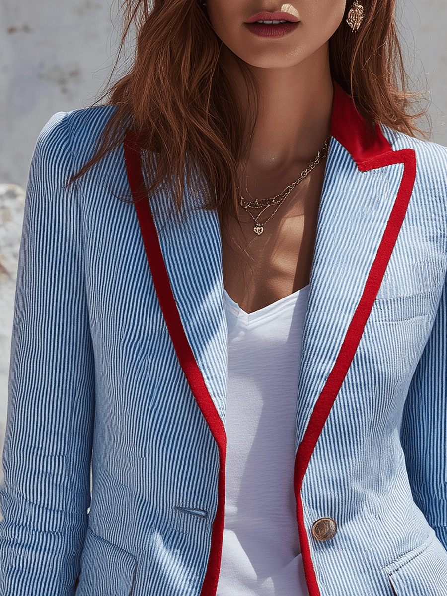 Miss | Jurk Dames Gestreept Revers Lange Mouw Regular Fit - Miss Madera MIS-08A1K1