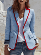 Miss | Jurk Dames Gestreept Revers Lange Mouw Regular Fit - Miss Madera MIS-08A1K1