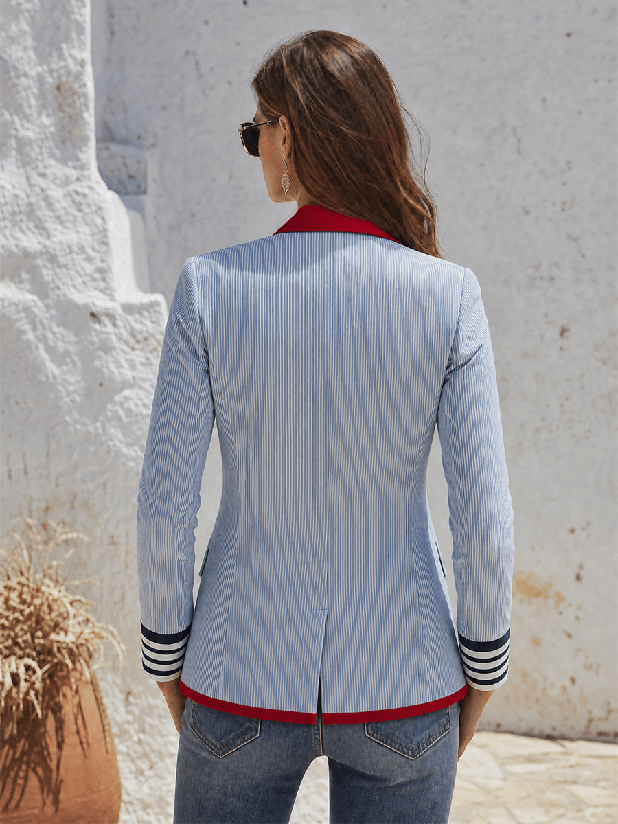 Miss | Jurk Dames Gestreept Revers Lange Mouw Regular Fit - Miss Madera MIS-08A1K1