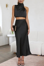 Miss | Jurk Dames Halter Maxi Satijn - Miss Madera MIS-8UE7NK