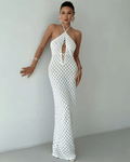 Miss | Jurk Dames Halterhals Maxi Crochet Strandlook - Haakwerk - Miss Madera MIS-5K7LCW