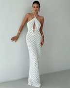 Miss | Jurk Dames Halterhals Maxi Crochet Strandlook - Haakwerk - Miss Madera MIS-5K7LCW