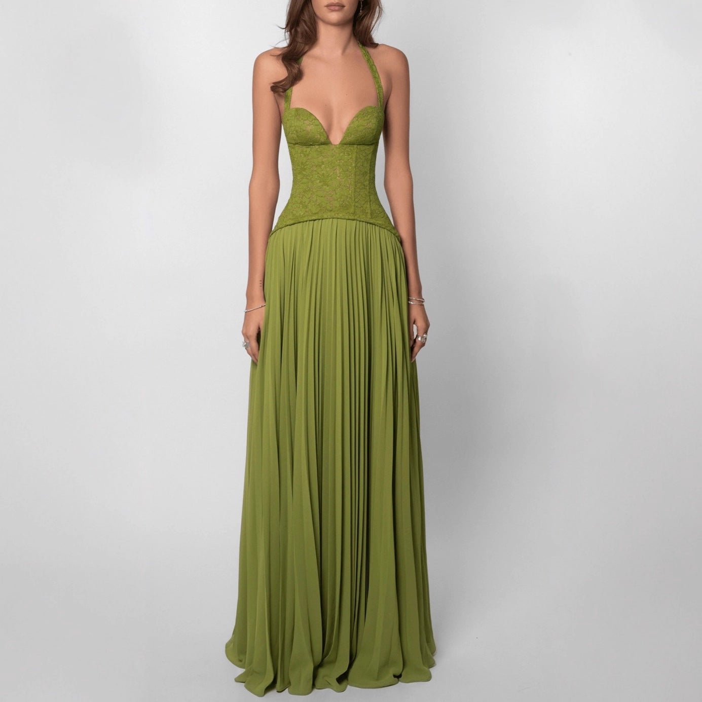 Miss | Jurk Dames Halterhals Maxi Geplooide Rok - Chiffon - Miss Madera MIS-LA7S3F