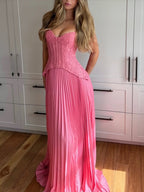 Miss | Jurk Dames Halterhals Maxi Geplooide Rok - Chiffon - Miss Madera MIS-SV5XUW