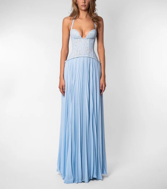 Miss | Jurk Dames Halterhals Maxi Geplooide Rok - Chiffon - Miss Madera MIS-LA7S3F