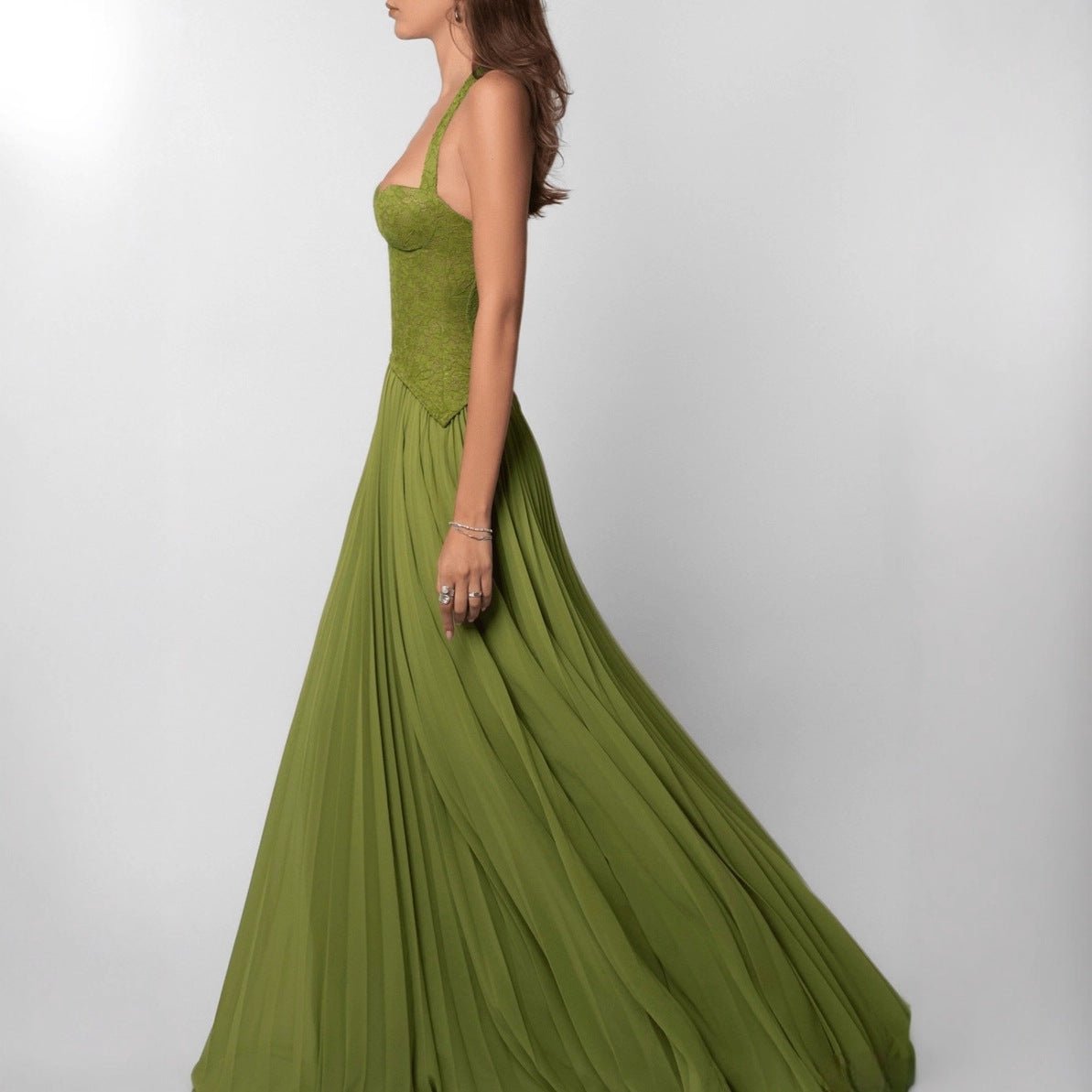 Miss | Jurk Dames Halterhals Maxi Geplooide Rok - Chiffon - Miss Madera MIS-LA7S3F
