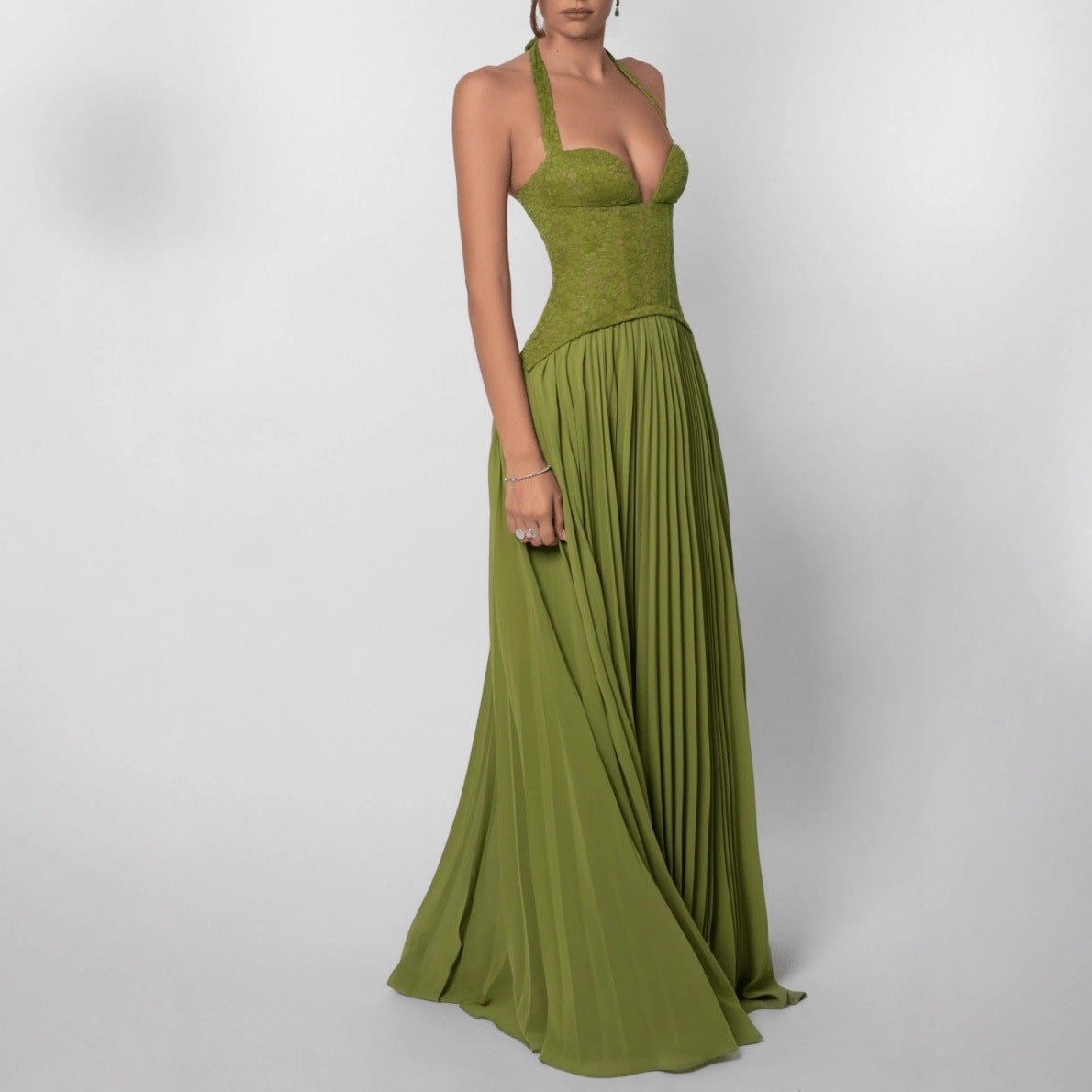 Miss | Jurk Dames Halterhals Maxi Geplooide Rok - Chiffon - Miss Madera MIS-LA7S3F