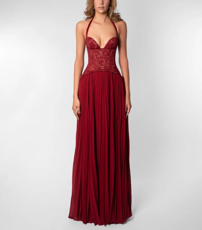 Miss | Jurk Dames Halterhals Maxi Geplooide Rok - Chiffon - Miss Madera MIS-9HPCRU