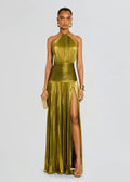 Miss | Jurk Dames Halterhals Maxi Split Avond - Metallic - Miss Madera MIS-SMIAAO