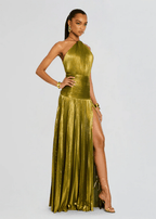Miss | Jurk Dames Halterhals Maxi Split Avond - Metallic - Miss Madera MIS-SMIAAO