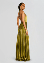 Miss | Jurk Dames Halterhals Maxi Split Avond - Metallic - Miss Madera MIS-SMIAAO