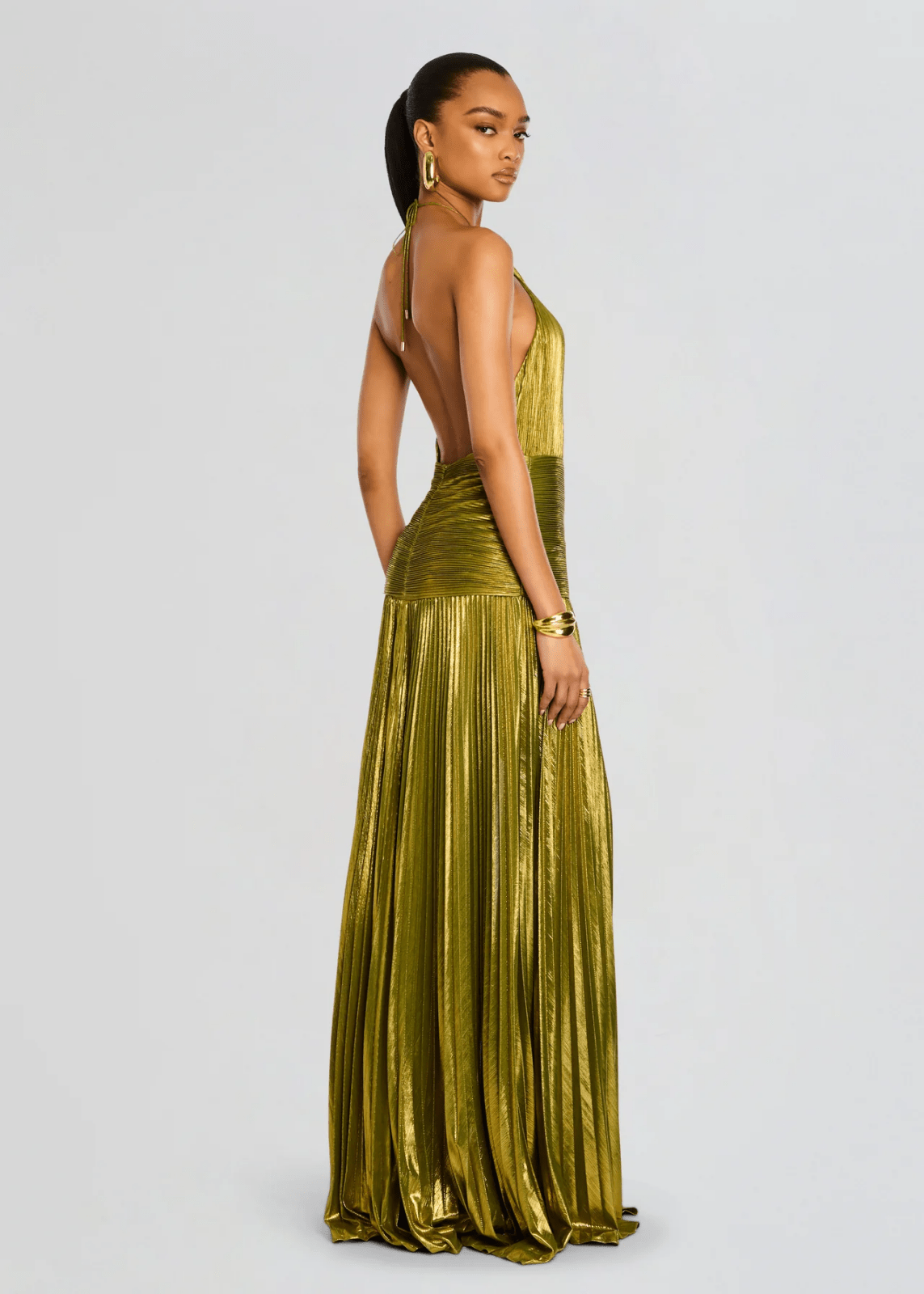 Miss | Jurk Dames Halterhals Maxi Split Avond - Metallic - Miss Madera MIS-SMIAAO