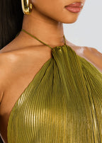 Miss | Jurk Dames Halterhals Maxi Split Avond - Metallic - Miss Madera MIS-SMIAAO