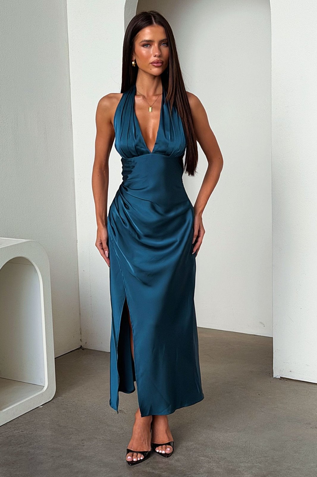 Miss | Jurk Dames Halterneck Maxi Avondjurk - Polyester - Miss Madera MIS-6PT4YR