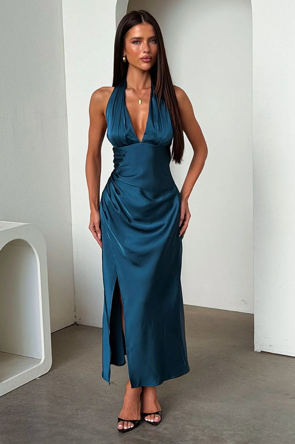 Miss | Jurk Dames Halterneck Maxi Avondjurk - Polyester - Miss Madera MIS-6PT4YR