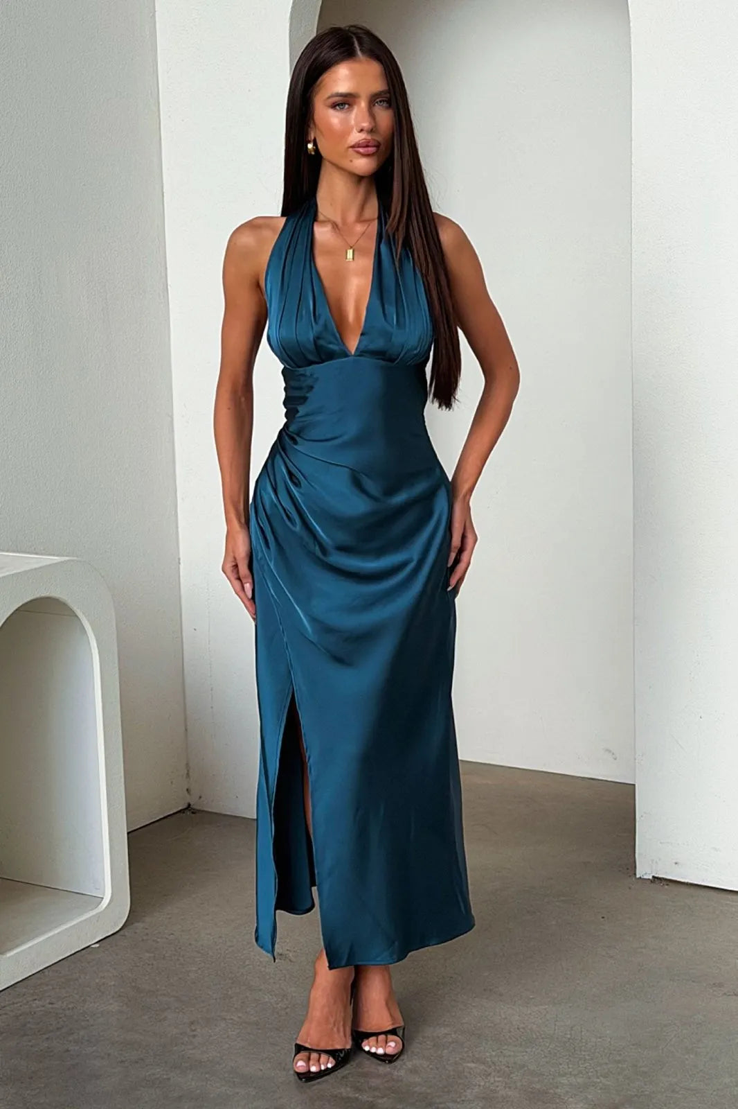 Miss | Jurk Dames Halterneck Maxi Avondjurk - Polyester - Miss Madera MIS-6PT4YR